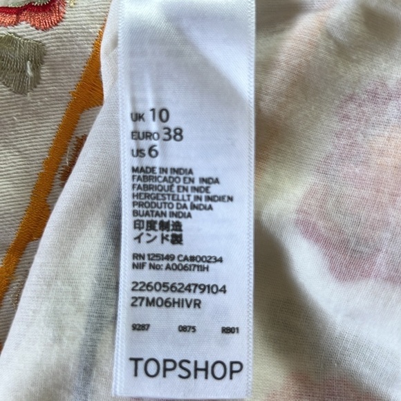 TOPSHOP Floral Embroidered Boho 100% Cotton Mini Skirt | 6 - Picture 9 of 11